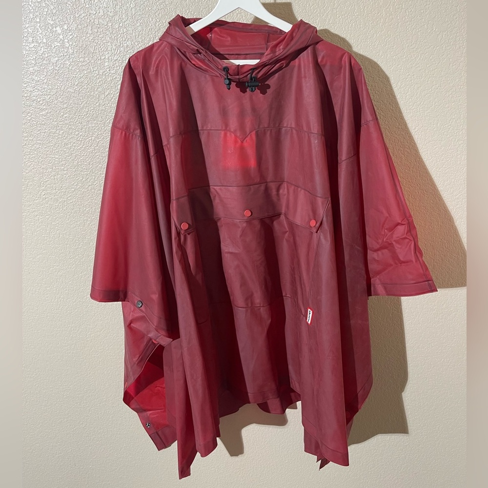 Hunter Burgundy Hooded Rain  Poncho